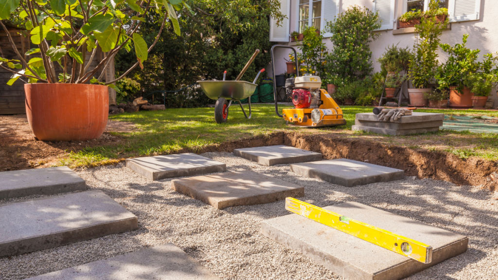 Garten mit Betonplatten