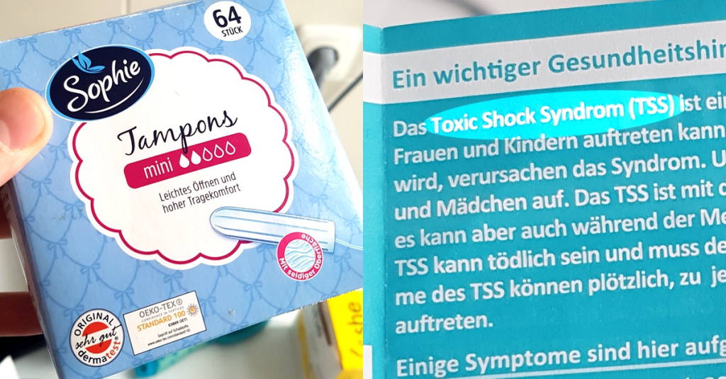 Tampon und Verpackung.